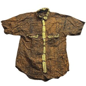 Abstract Shirt Mens Large AOP Button Down Festival Vacation Retro Coastal